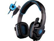 SADES SA901Gaming headphone Over Ear USB Wired 7.1 Surround Noise Cancelling PC Gaming Headset with Microphone BlackBlue