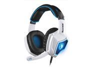 [2016 Newest]SADES Spirit Wolf USB Gaming Headset with Vibration Microphone Over the Ear Noise Isolating Volume Control LED Light For PC Gamers White