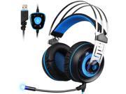 SADES A7 USB Gaming Headphone Blue Led Lighting 7.1 Surround Sound Professional Stereo Headsets with Microphone for Laptop PC