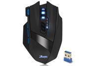 Zelotes F15 Wireless Gaming Mouse For Mac Pro Windows 10 PC Notebook 2500 DPI Adjustable 9 Buttons Led Optical Gaming Mice for Laptop Desktop Gamer