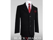 Boys Pinstripe Suit in Black with Matching Dark Red Burgundy Tie Size 10