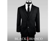 Black N Bianco Big Boys Solid Suit and Tie 16 Black