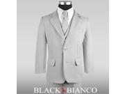 Black N Bianco Big Boys Solid Suit and Tie 7 Grey