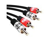 Gator Cable 10 feet Red and Silver Premium 2RCA Male to 2RCA Male Audio Video Cable Gold Plated
