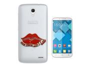 ALCATEL ONE TOUCH Pop 2 4.7 Gel Silicone Case All Edges Protection Cover c1126 Cool Sexy Red Lips Zip Your Lips Funny Quote