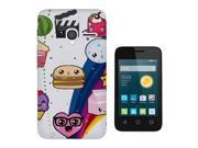 ALCATEL ONE TOUCH Pixi 3 3.5 Gel Silicone Case All Edges Protection Cover c0461 Cool Fun Trendy Cute Cupcake sweets candy burger sketch cartoon kawaii col