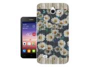 Huawei Ascend Y550 Gel Silicone Case All Edges Protection Cover 438 Wood Effect Cool Daisy Floral