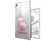 Sony Xperia Z3 Gel Silicone Case All Edges Protection Cover c1155 Cute Cool pink I m A Caticorn Unicorn Cat Kitten
