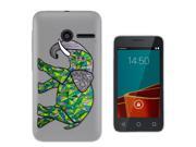 Vodafone Smart First 6 Gel Silicone Case All Edges Protection Cover C0611 Cool Green Stain Glass Effect Elephant Aztec Art