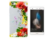 Huawei Ascend P8 Gel Silicone Case All Edges Protection Cover C0783 Beautiful Flower Floral Music Boarder Roses