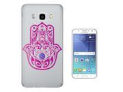 Samsung Galaxy J1 2015 Gel Silicone Case All Edges Protection Cover C0882 Cool Religious Protection Hot Pink Hamsa Hand Good Luck