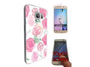 Samsung Galaxy S6 Edge 360 Degree Case Protection Gel Silicone Cover 1006 Cool Fun Cute Love Pink Shabby Chic Flowers Floral Nature