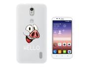 Huawei Ascend Y625 Gel Silicone Case All Edges Protection Cover C0851 Cool Funny Cartoon Farm Animal Pig Laughing Hello