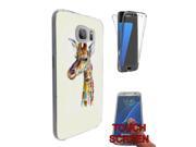 Samsung Galaxy S6 Edge 360 Degree Case Protection Gel Silicone Cover 986 Cool Fun Cute Colourful Giraffe Love Animal Nature