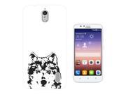 Huawei Ascend Y625 Gel Silicone Case All Edges Protection Cover 1490 Trendy Wolf Colourful Animals Wildlife Woods Whimsical Black And White