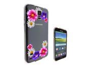 Samsung Galaxy S5 Gel Silicone Case All Edges Protection Cover C0544 Beautiful Floral Boarder Daisy Hot Pink And Purple Flowers