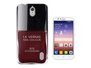 Huawei Ascend Y625 Gel Silicone Case All Edges Protection Cover C0676 Designer Nail Polish Deep Red Burgundy