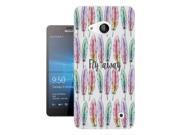 Microsoft Nokia Lumia 550 Gel Silicone Case All Edges Protection Cover C0688 Fly Away Colourful Feathers Lucky Charm