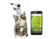 Motorola Moto X Style Gel Silicone Case All Edges Protection Cover 1293 Trendy Kawaii Cat Kitten Feline Pets Love Animals Butterflies