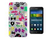 Huawei Ascend Y330 Gel Silicone Case All Edges Protection Cover C0773 You Rock Chic Art Collage Shoes Heels Hat Bow