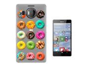 Microsoft Nokia Lumia 950 XL Gel Silicone Case All Edges Protection Cover C0468 Trendy Donuts Colourful Sweets Candy Cartoon Kawaii Collage