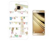 Samsung Galaxy C7 Gel Silicone Case protection Cover 942 Cat Kitten Pets Washing Playful Art