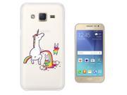 Samsung Galaxy J2 2016 Gel Silicone Case protection Cover C0625 Unicorn Colourful Rainbow Peeing On Bunnies