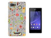 Sony Xperia E3 Gel Silicone Case All Edges Protection Cover C0431 Trendy Kawaii Wallpaper Shabby Chic Flowers Retro