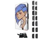 Sony Xperia Z3 Compact Mini Flip Case Cover Book Style Tpu case 2130 Sexy Blue Hair Rock Chic Fashion Rocker