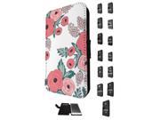 Samsung Galaxy J5 J500F 2015 Flip Case Credit Card Holder Cover Book Style 1939 Multiple Collage Of Pink Flowers Roses Leaves Bouquet