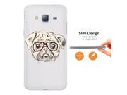 Samsung Galaxy J5 J500F 2015 Fashion Trend 0.3 MM Ultra Slim Case Cover C0297 Pug Art Illustration Doodle Nerd Glasses Love Pet Dogs