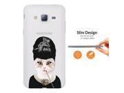 Samsung Galaxy J5 J500F 2015 Fashion Trend 0.3 MM Ultra Slim Case Cover C0830 Fashionista Cat Kitten Smoking Fashion Audrey Hepburn