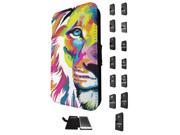 Samsung Galaxy A5 2016 SM A510F Flip Case Credit Card Holder Cover Book Style 1625 Colourful Lion Face Cats Wildlife King Boss