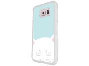 1168 White Cat Head Design For Samsung Galaxy S6 Edge Hard Plastic Case Back Cover