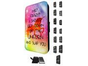 643 Unicorn Me crazy i should get down off this unicorn and slap you Design Samsung Galaxy S3 Mini Flip Case Credit Card Holder Cover Book Style