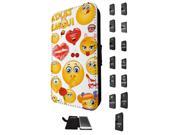 901 Adult Smiley Faces emoji Funky Design Samsung Galaxy S4 Mini Flip Case Credit Card Holder Cover Book Style