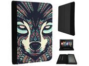 385 Aztec Wolf Fox Face Cool Design Amazon Kindle Fire 7 5th Generation Pouch Cover Book Style Defender Stand Cover