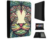 388 Aztec Lion Face Cool Design Amazon Kindle Fire 7 5th Generation Pouch Cover Book Style Defender Stand Cover