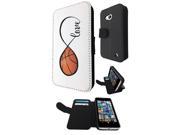Microsoft Nokia Lumia 550 Flip Case Credit Card Holder Cover Book Style C0140 Love Infinity Love Basketball