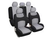 Leader Accessories Sports Fabric Auto Seat Covers Universal Fit Full Set with Airbag Gray Black