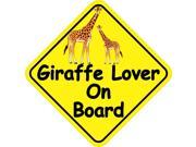 6in x 6in Giraffe Lover On Board Animals Bumper Sticker Vinyl Window Decal