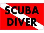 5in x 3in Diver Down flag with Scuba Diver Bumper Sticker Vinyl Window Decal