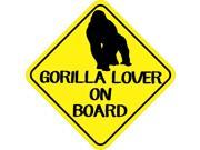 6in x 6in Gorilla Lover On Board Animals Bumper Sticker Vinyl Window Decal
