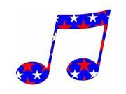 5in x 4in Red White Blue Stars Music Double Eighth Note Bumper Sticker Vinyl Window Decal