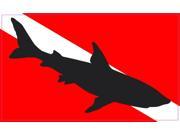 5in x 3in Shark Silhouette Diver Down flag Bumper Sticker Vinyl Window Decal