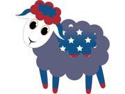 5in x 5in Left Blue Facing Patriotic American Sheep Bumper Lamb Sticker Stickers Vinyl Ewe Window Decal Decals