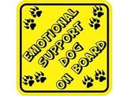 8in x 8in Emotional Support Dog On Board Animals with Paw Prints Bumper Sticker Vinyl Window Decal