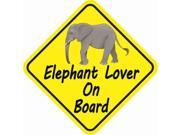 5in x 5in Elephant Lover On Board Animals Bumper Sticker Vinyl Window Decal