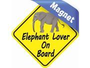 5in x 5in Elephant Lover On Board Animals Magnet Magnetic Vehicle Sign