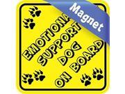 8in x 8in Emotional Support Dog On Board Paw Prints Animals Magnet Magnetic Vehicle Sign